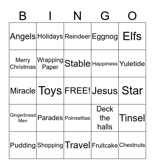 Merry Christmas from:      Oasis Christian Center & Retreat &     The McClungs Bingo Card