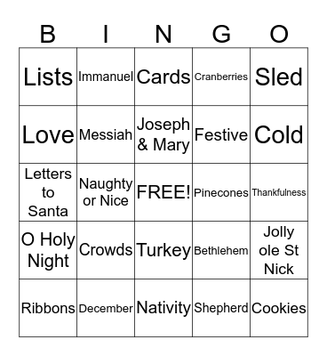Merry Christmas from:      Oasis Christian Center & Retreat &     The McClungs Bingo Card