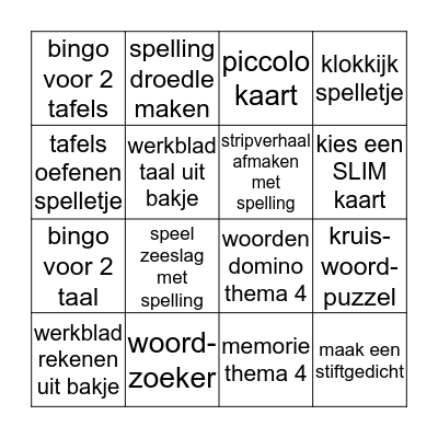 groep 5 keuzekaart week 2 Bingo Card