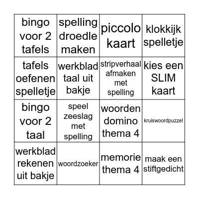 groep 5 keuzekaart week 2 Bingo Card