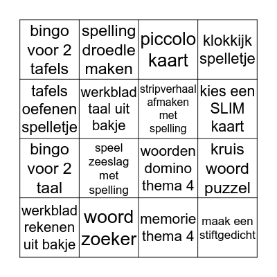 groep 5 keuzekaart week 2 Bingo Card