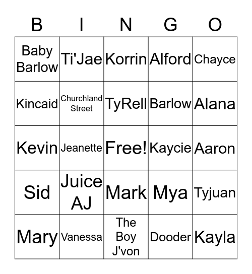 Barlow Alford New Year 2019 Bingo Card