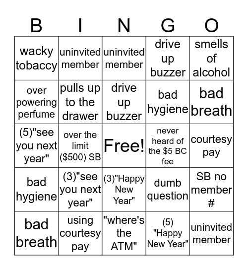 Holiday Bingo Card