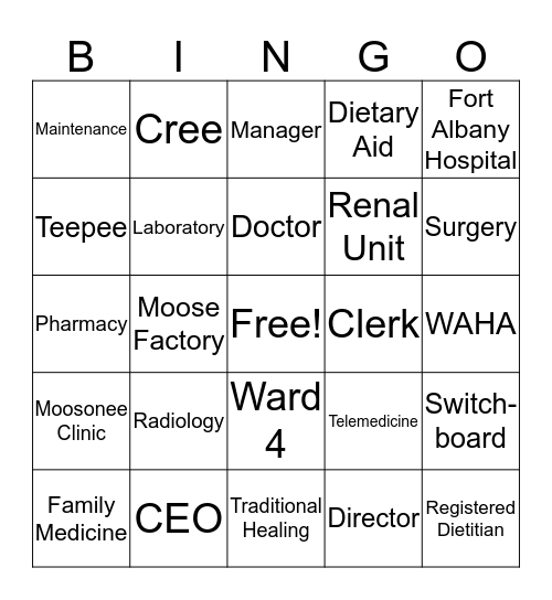 WAHA Bingo Game Bingo Card