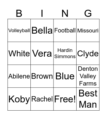 Allison's Shower Bingo Card