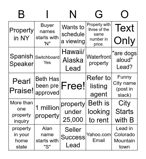 PAC Bingo! Bingo Card