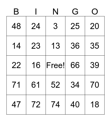 Escoto New Years Bingo Card
