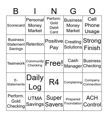C&F BANK Bingo Card