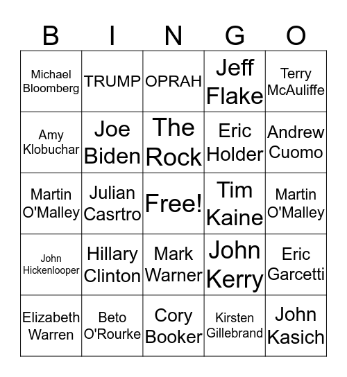 Candidate BINGO Card