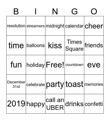Happy New Year! Bingo Card