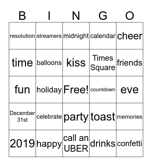 Happy New Year! Bingo Card