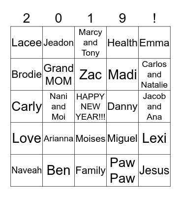 Family is EVERYTHING!!!  Bingo Card