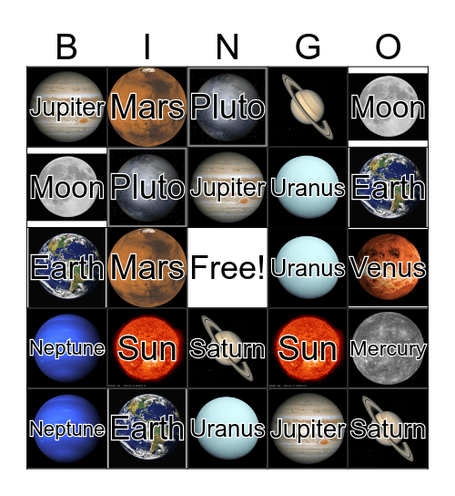 Solar System Bingo  Bingo Card