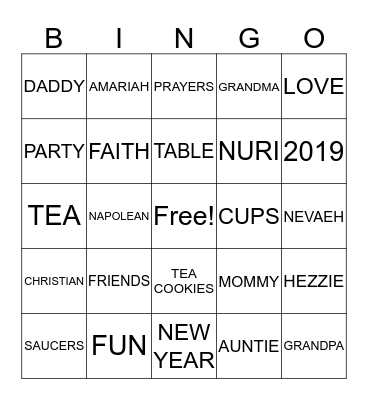 OUR TEA PARTY 2019 Bingo Card