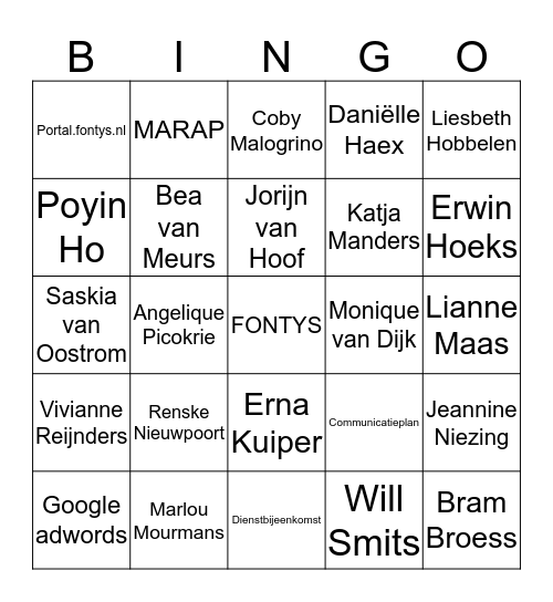 Dienst MenC Bingo Card