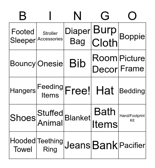 Baby Bingo Card