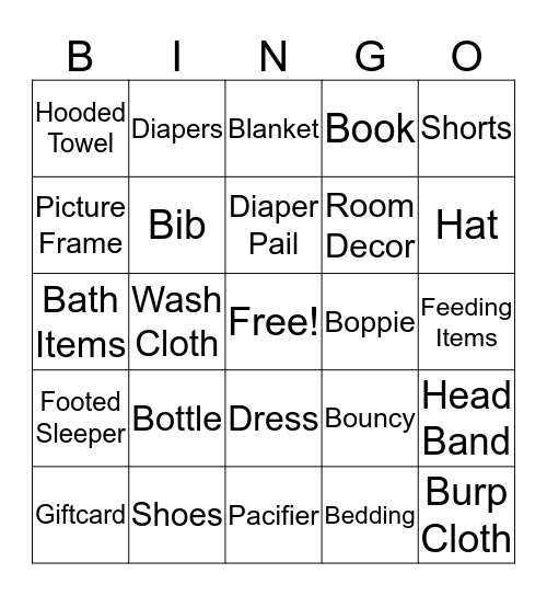 Baby Bingo Card