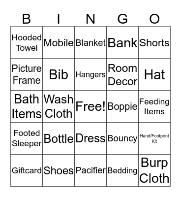 Baby Bingo Card