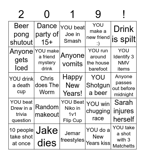 2019 Bingo Card