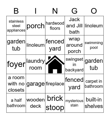 HOUSE HUNTING - 9/9/18 Bingo Card