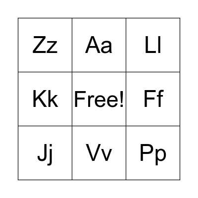 Alphabet Bingo Card