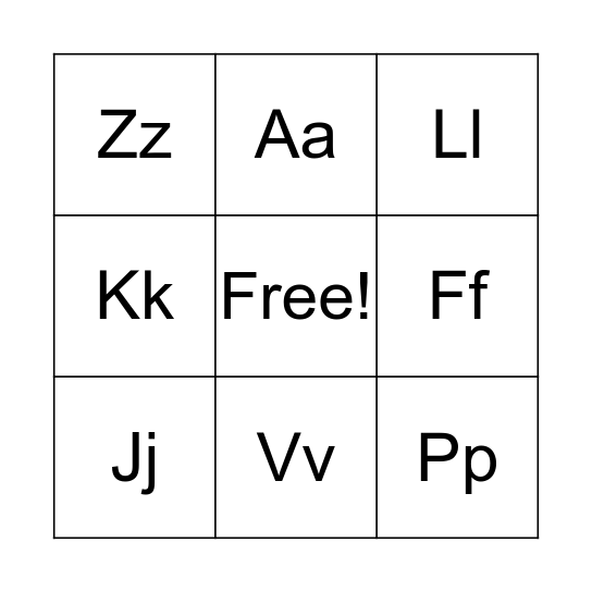 Alphabet Bingo Card