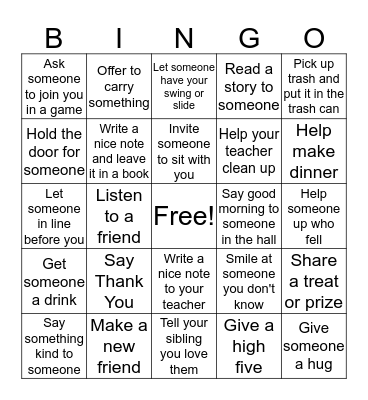 Empathy and Kindness Bingo Card