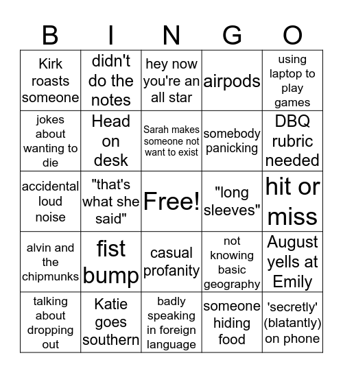 WHAP BINGO! Bingo Card
