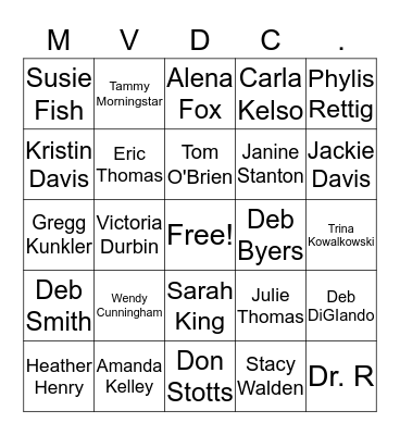 MVDC Bingo Card