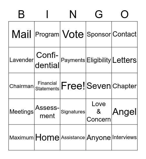 MO Outreach Fund Bingo Card