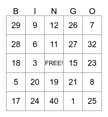 Winter Wonderland Bingo Card