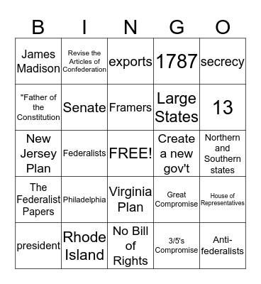 Constitution BINGO Card