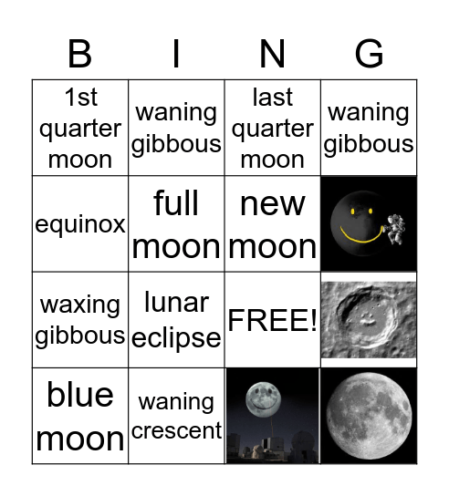 Over the Moon Bingo Card