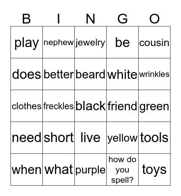 Review Bingo Card