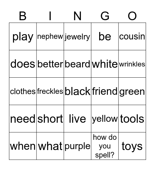 Review Bingo Card
