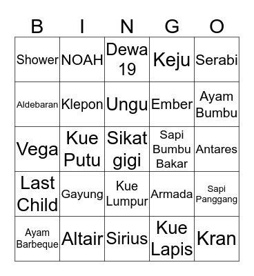 PUNYANYA KAIRASHA Bingo Card
