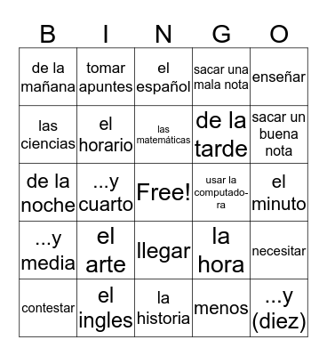 Time Bingo Card