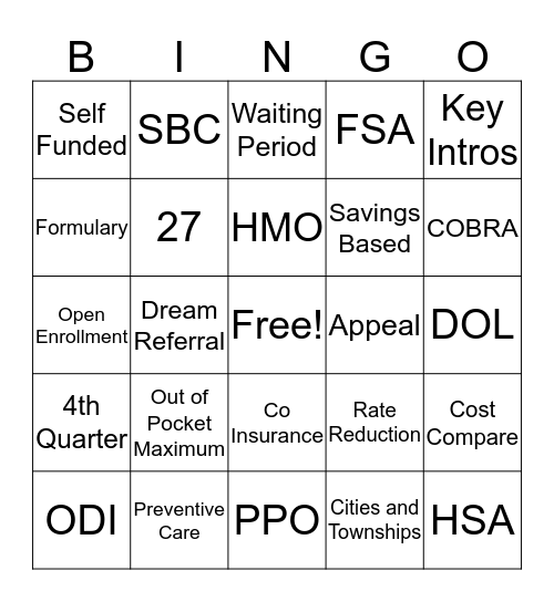 Ohio Benefits & Insurance Group Bingo Card