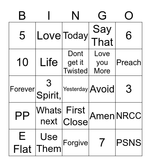 NRCC Bingo Card