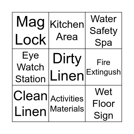 Safety Fair Bingo Card