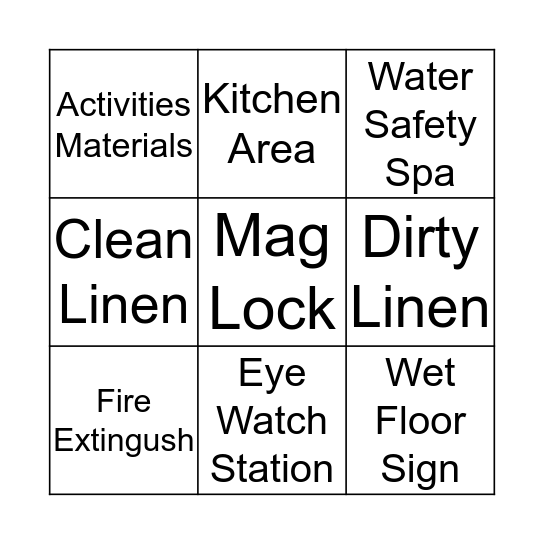 Safety Fair Bingo Card