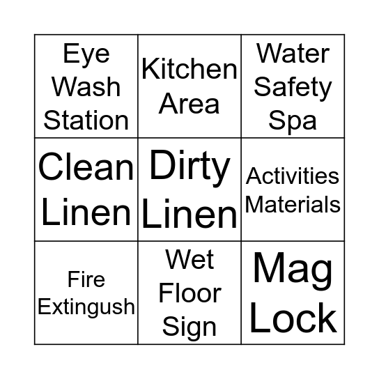 Safety Fair Bingo Card