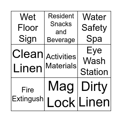 Safety Fair Bingo Card
