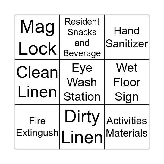 Safety Fair Bingo Card