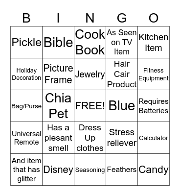 White Elephant Bingo Card