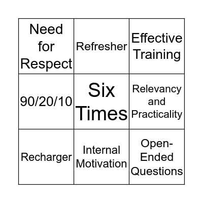 VCPD 101: Module 1 Bingo Card