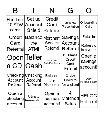 Banking Bingo  Bingo Card