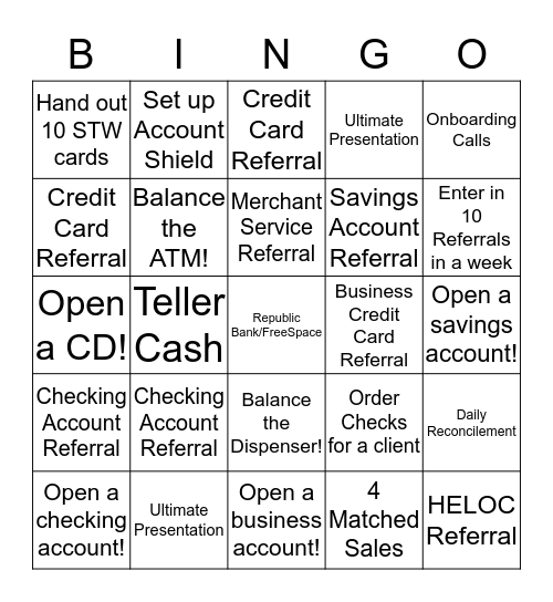 Banking Bingo  Bingo Card