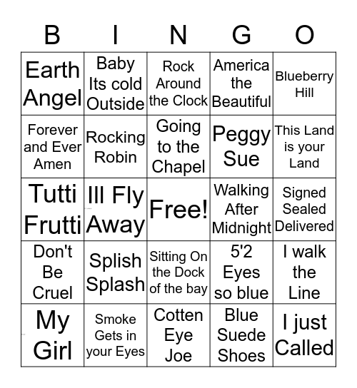 Music Bingo  Bingo Card