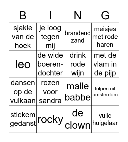 hollandse swingo Bingo Card